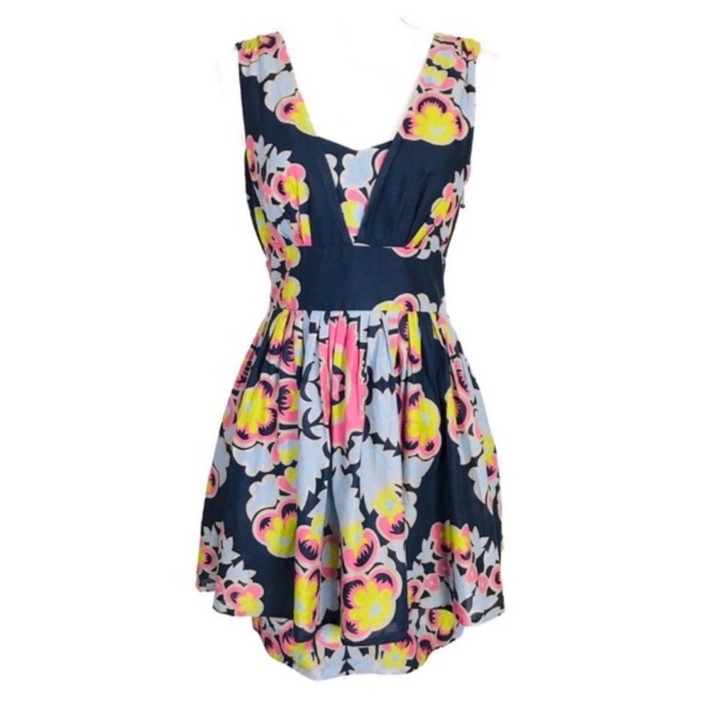 Anthropologie Leifsdottir Lotus Awakening Navy Dress
